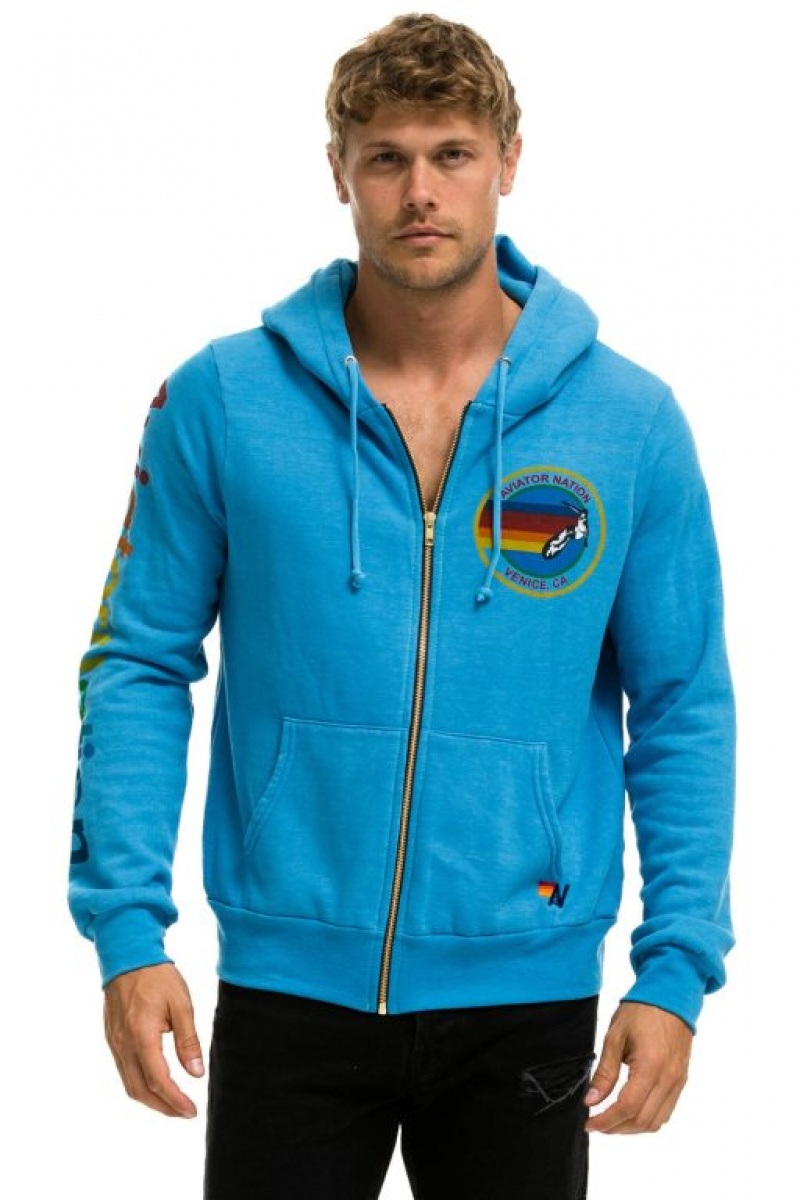 Sudadera con Capucha Aviator Nation Mujer Ocean | 02XNVQCHE
