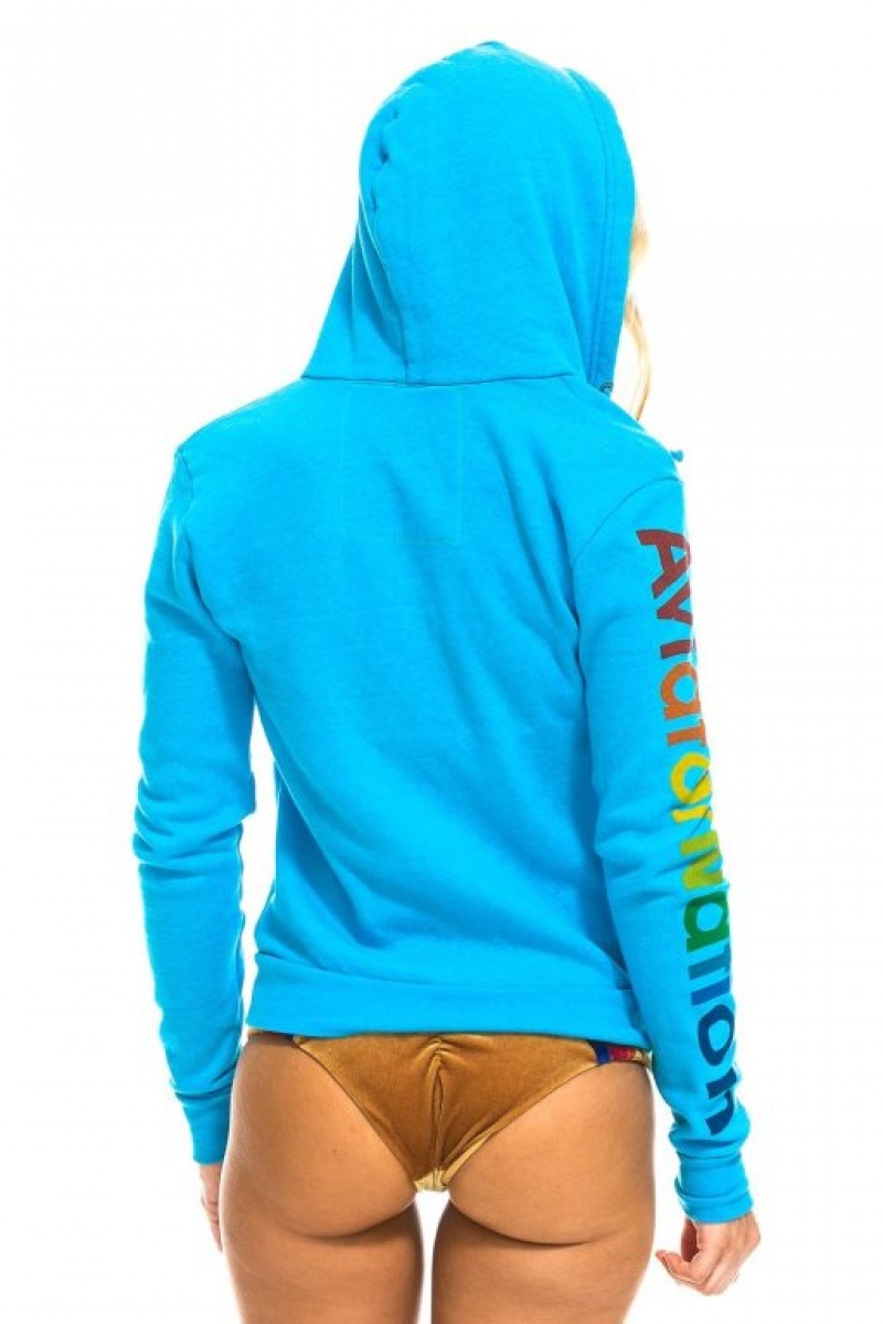 Sudadera con Capucha Aviator Nation Mujer Blue | 02YHTVAWB