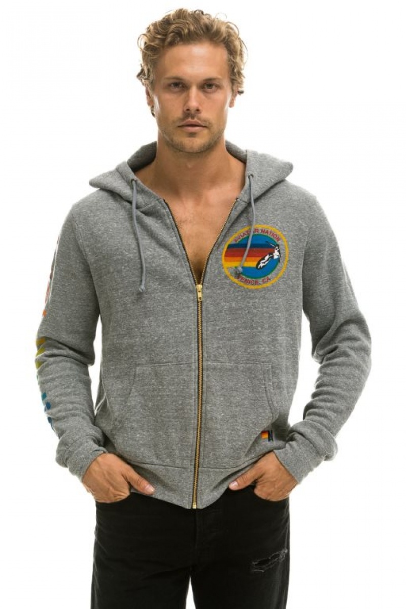 Sudadera con Capucha Aviator Nation Mujer Grey | 02ZMTFHUP