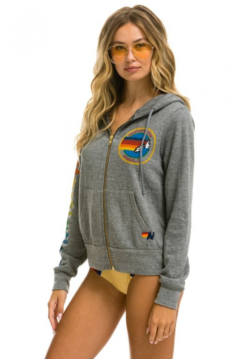 Sudadera con Capucha Aviator Nation Mujer Grey | 02ZMTFHUP