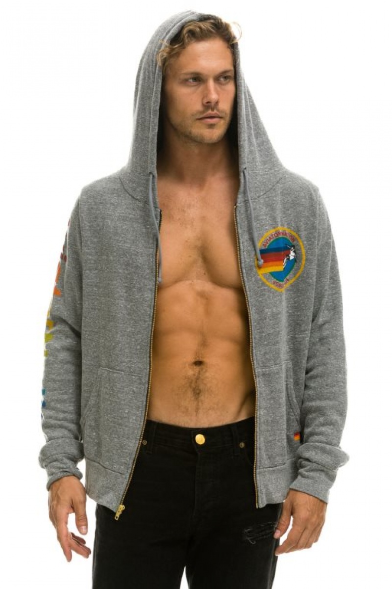 Sudadera con Capucha Aviator Nation Mujer Grey | 02ZMTFHUP