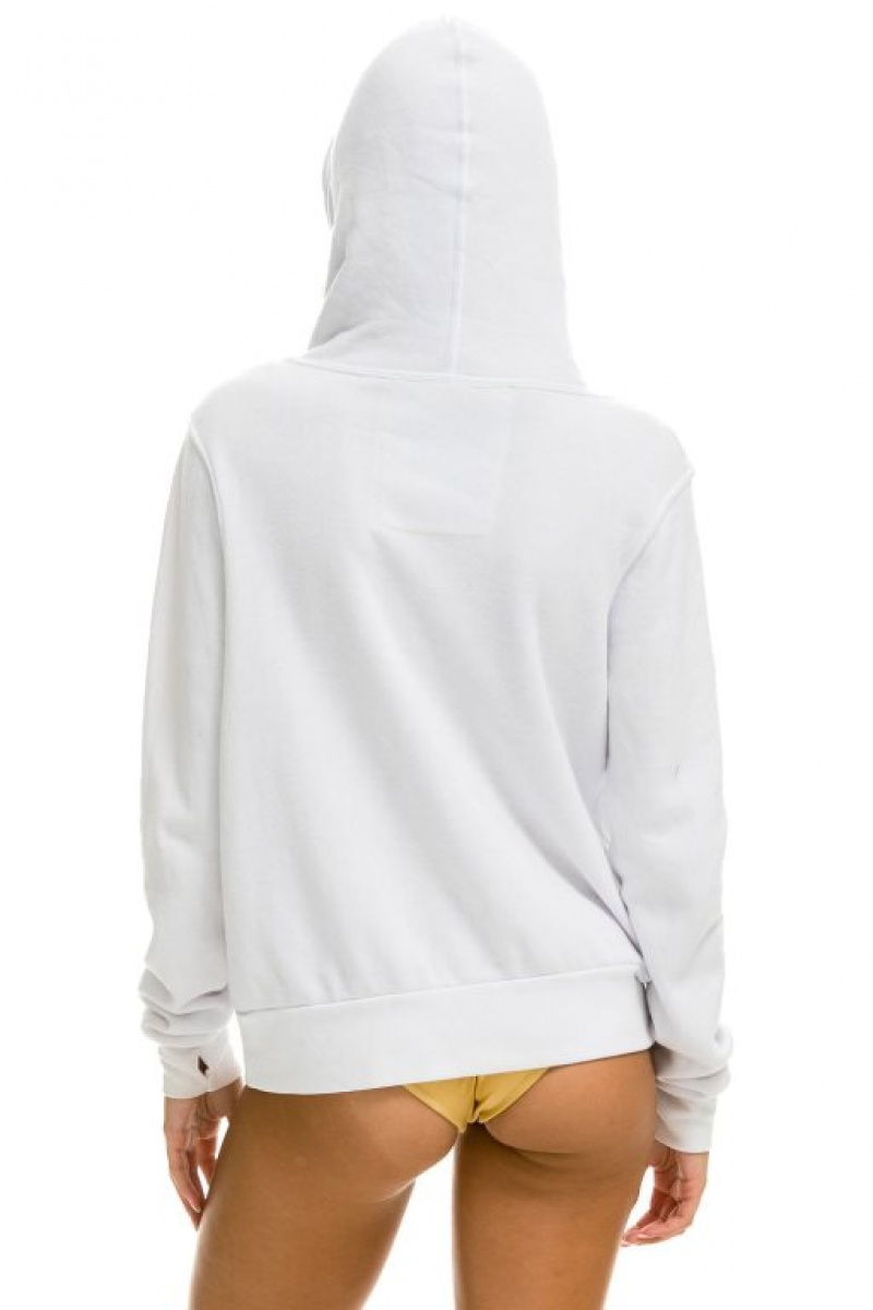 Sudadera con Capucha Aviator Nation Ninja Pullover Mujer White | 05GLQBSTW
