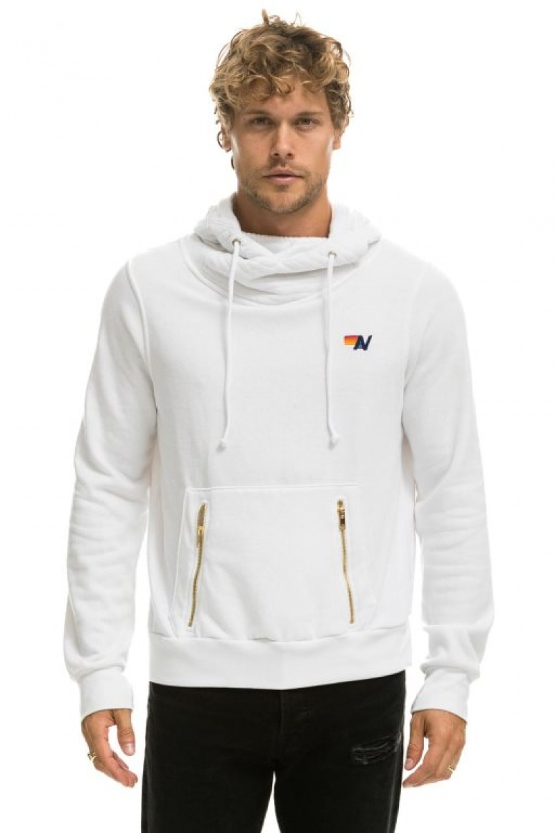 Sudadera con Capucha Aviator Nation Ninja Pullover Mujer White | 05GLQBSTW