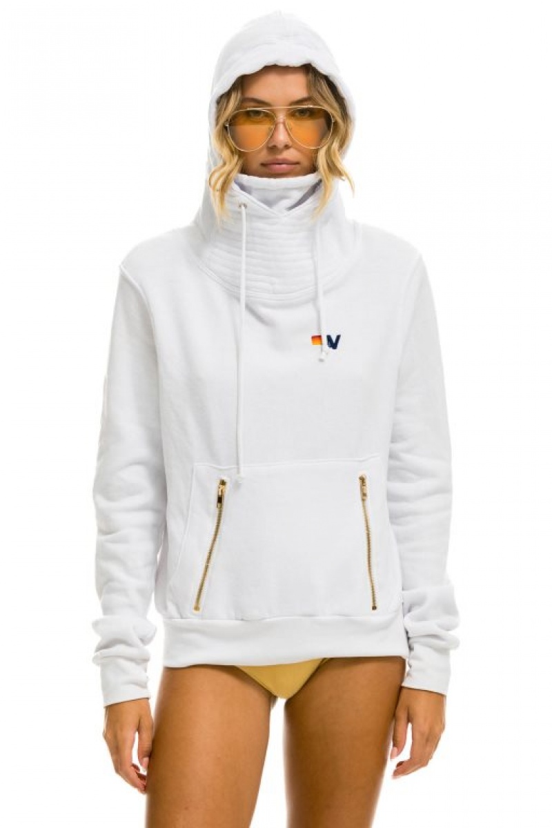 Sudadera con Capucha Aviator Nation Ninja Pullover Mujer White | 05GLQBSTW