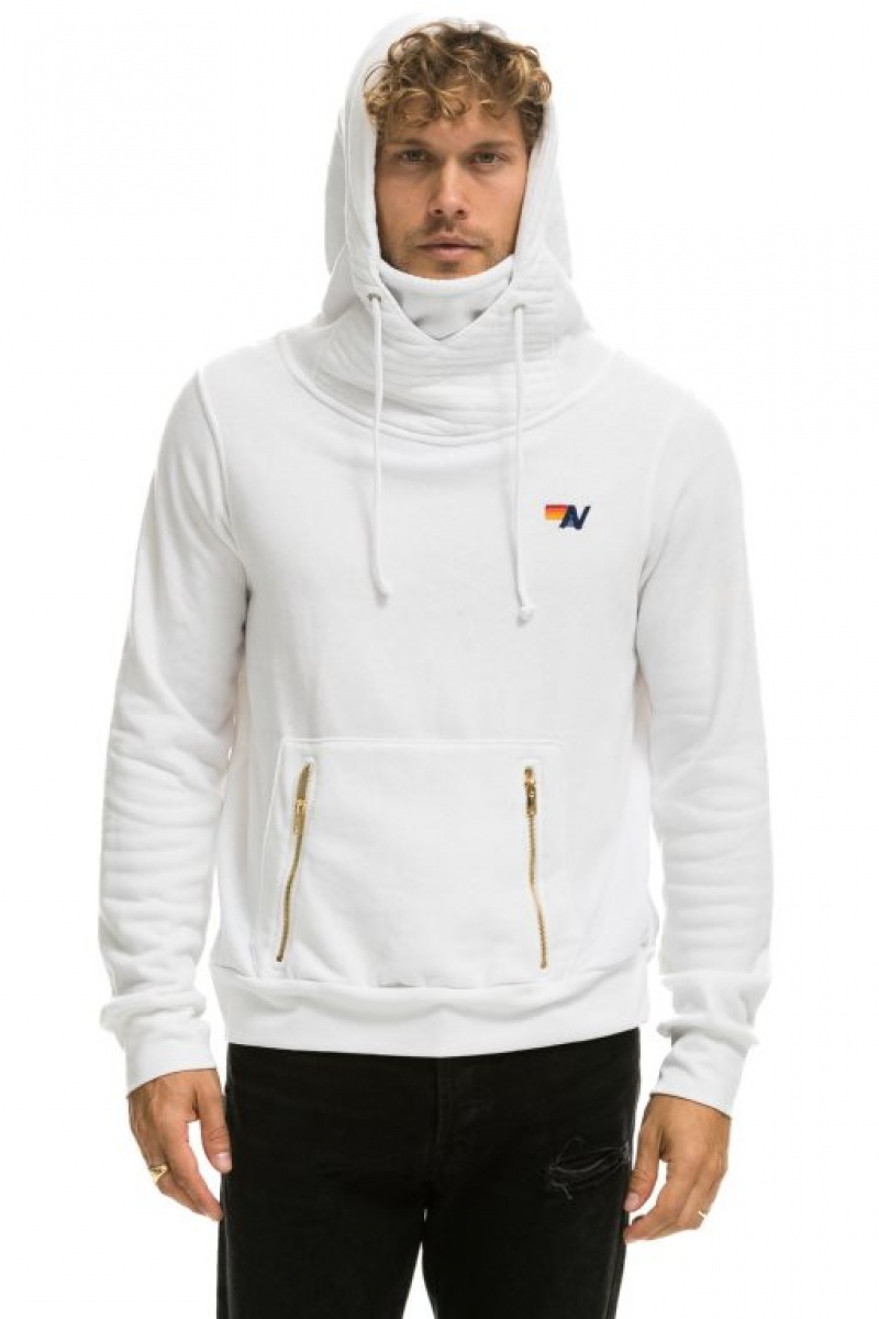 Sudadera con Capucha Aviator Nation Ninja Pullover Mujer White | 05GLQBSTW