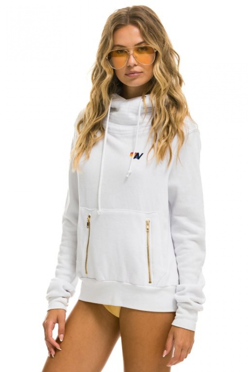 Sudadera con Capucha Aviator Nation Ninja Pullover Mujer White | 05GLQBSTW