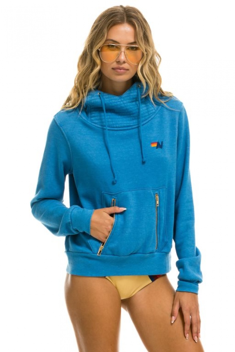 Sudadera con Capucha Aviator Nation Ninja Pullover Mujer Ocean | 05JKIDMHE