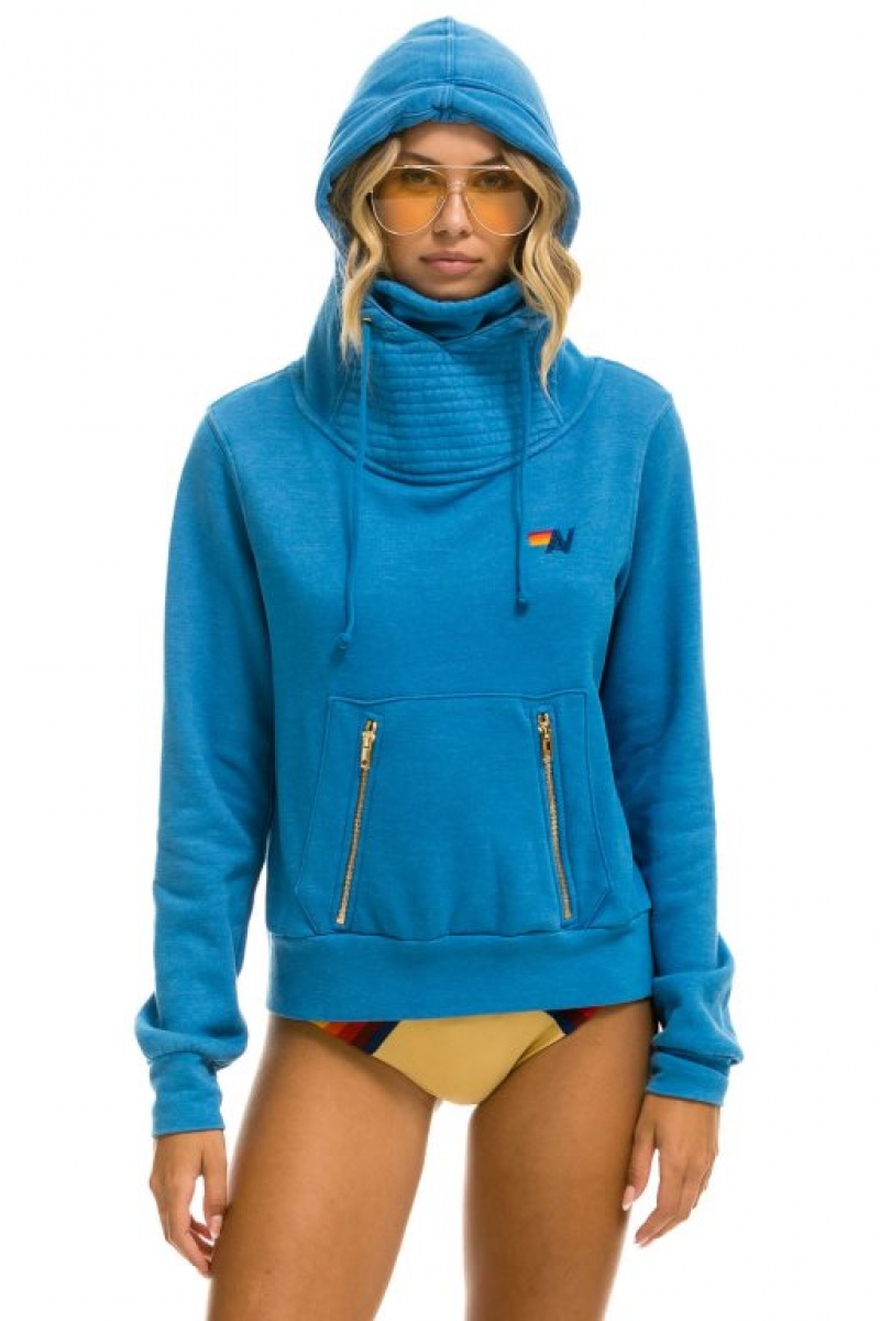 Sudadera con Capucha Aviator Nation Ninja Pullover Mujer Ocean | 05JKIDMHE