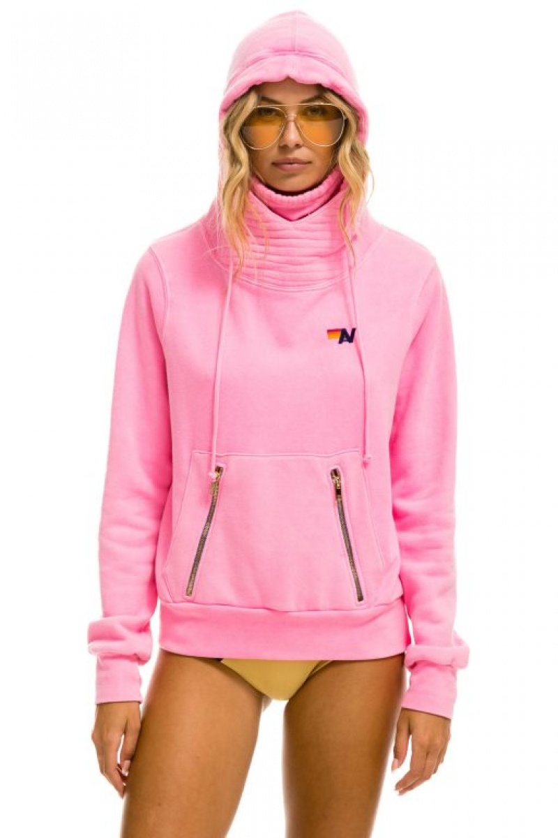 Sudadera con Capucha Aviator Nation Ninja Pullover Mujer Pink | 05KBGLVWP