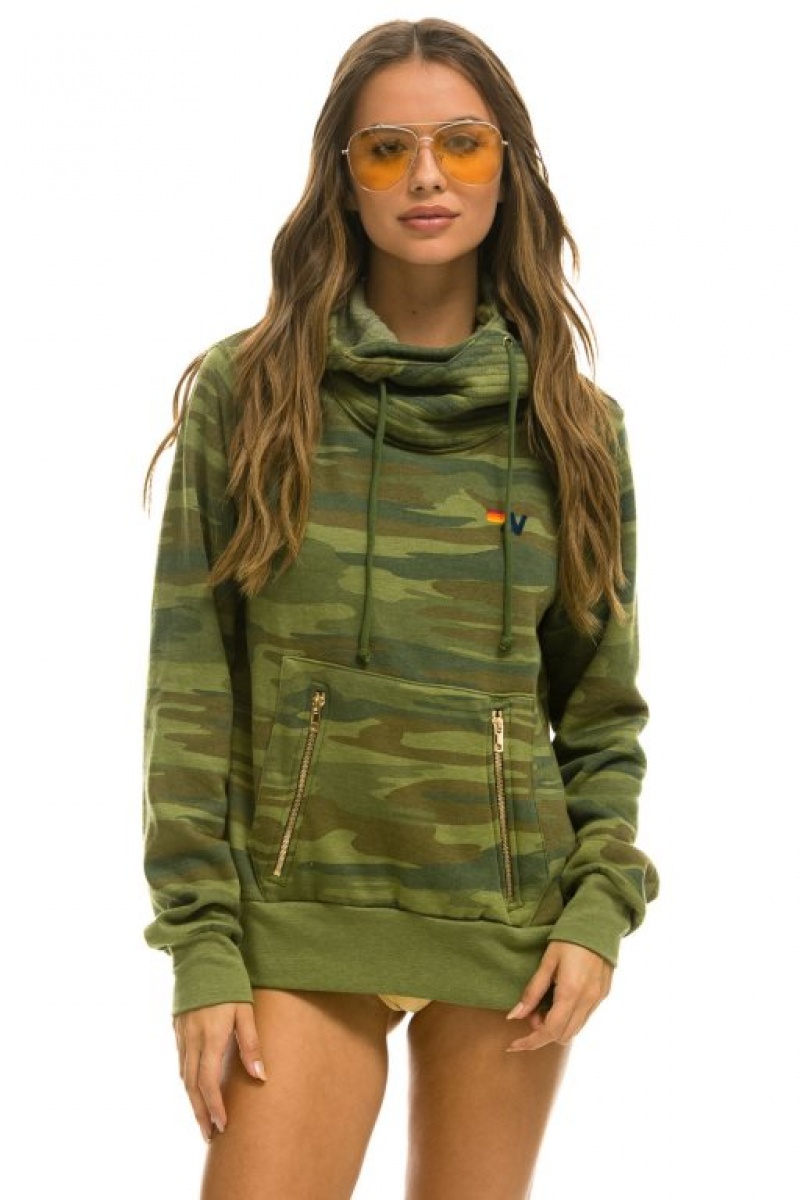 Sudadera con Capucha Aviator Nation Ninja Pullover Mujer Camo | 05QGNYURV