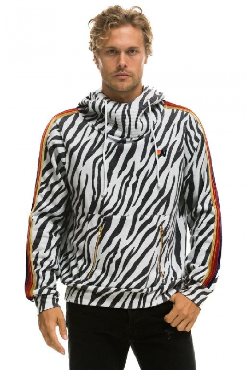 Sudadera con Capucha Aviator Nation Ninja Pullover Hombre Zebra | 63CNPZHJA