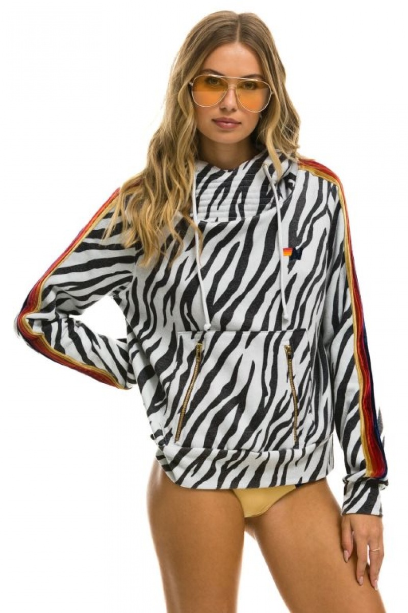 Sudadera con Capucha Aviator Nation Ninja Pullover Hombre Zebra | 63CNPZHJA