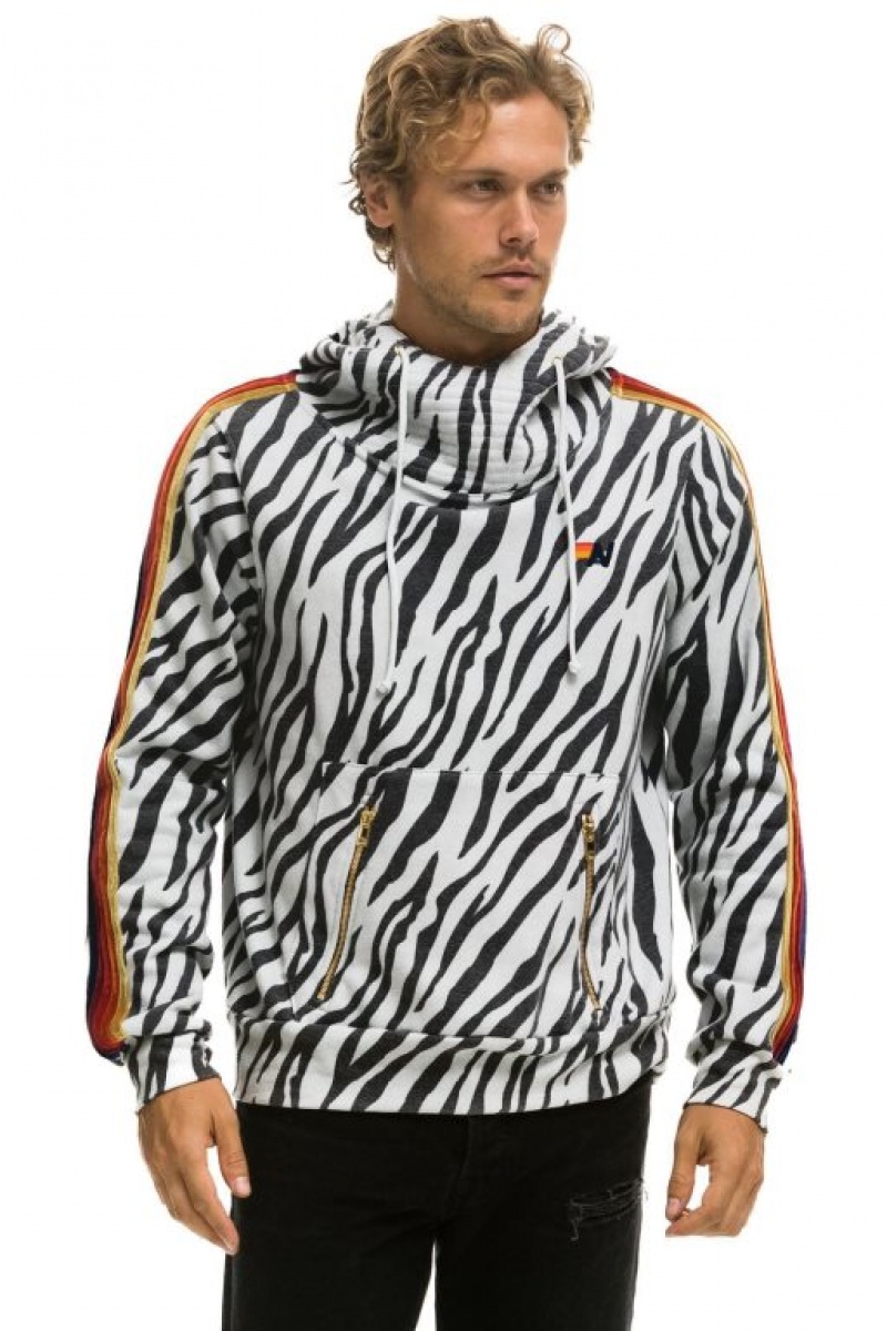 Sudadera con Capucha Aviator Nation Ninja Pullover Hombre Zebra | 63CNPZHJA