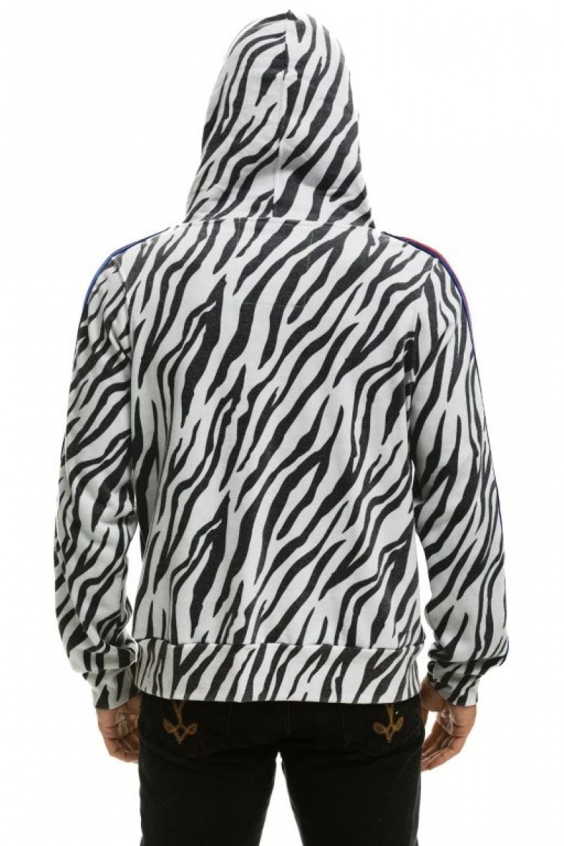 Sudadera con Capucha Aviator Nation Ninja Pullover Hombre Zebra | 63CNPZHJA