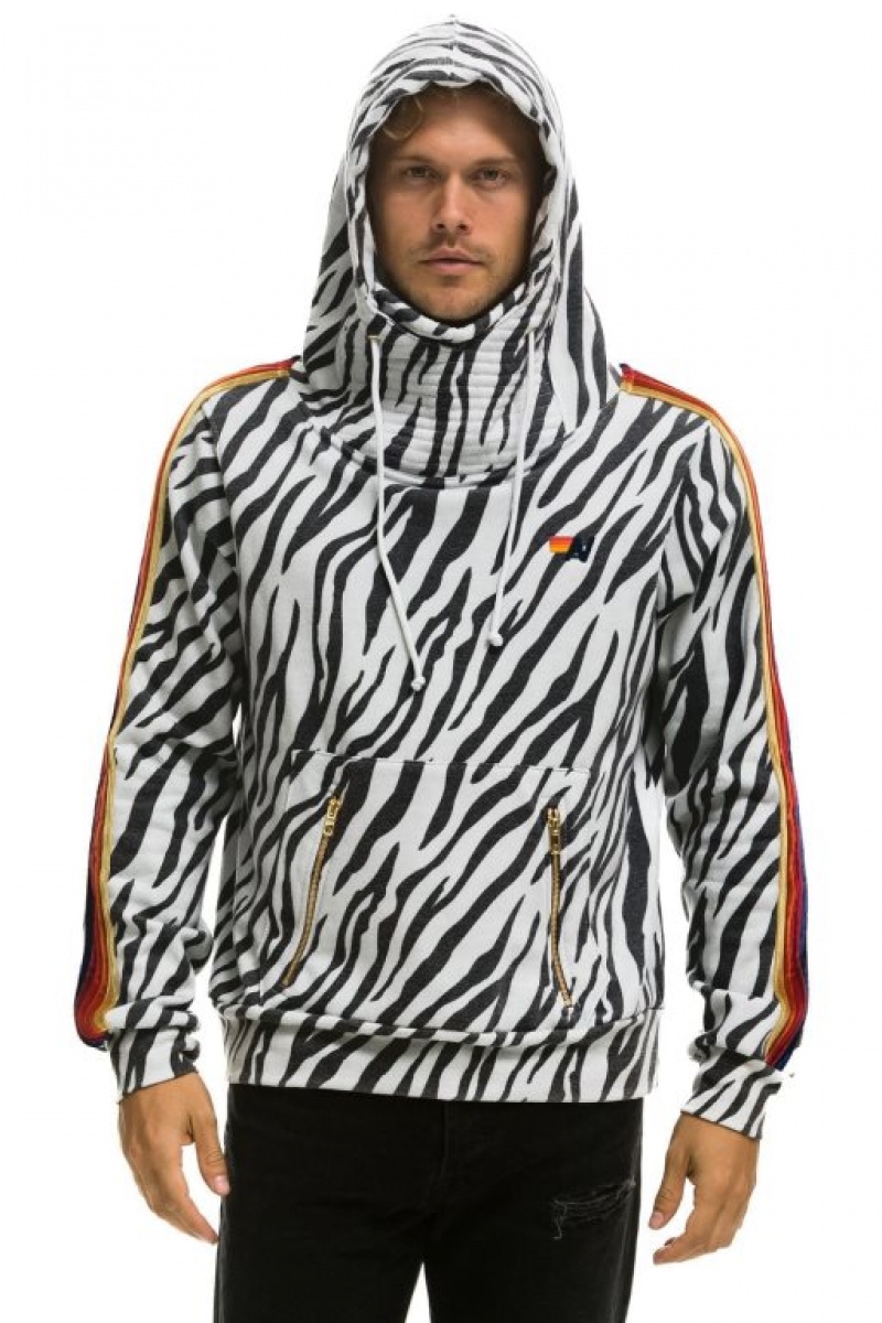 Sudadera con Capucha Aviator Nation Ninja Pullover Hombre Zebra | 63CNPZHJA