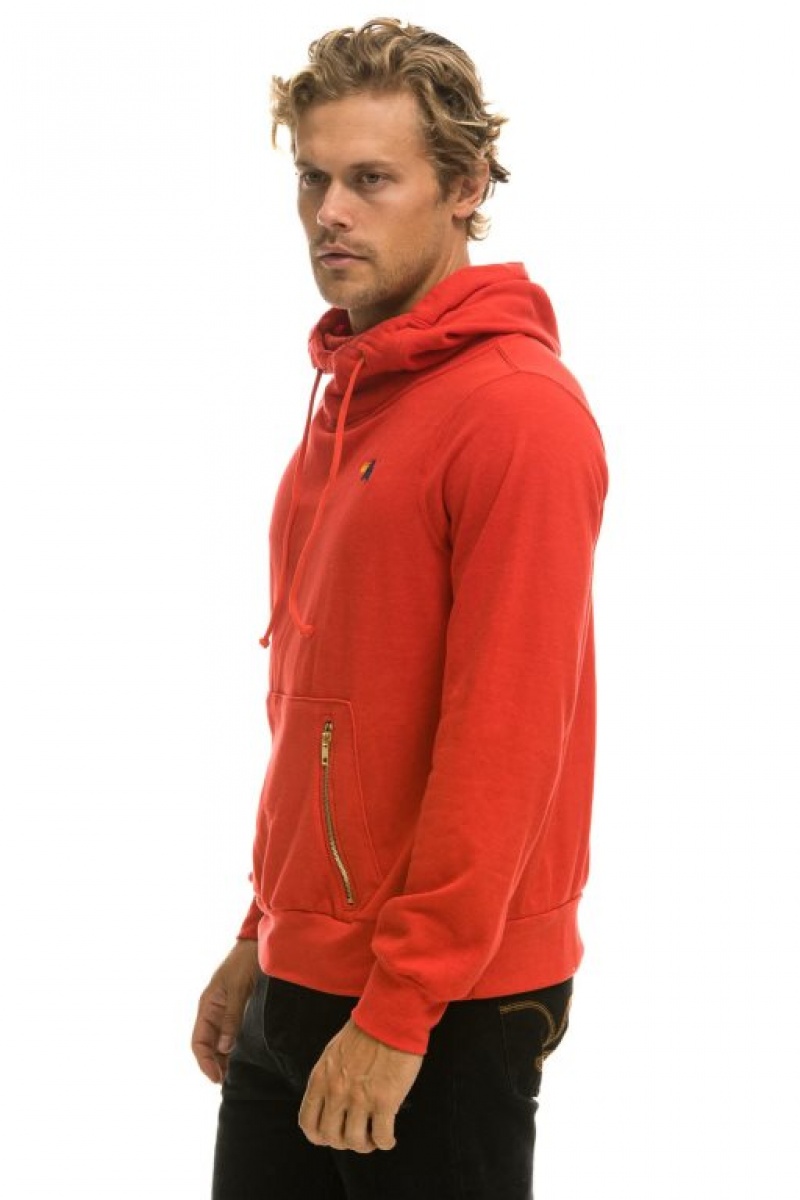 Sudadera con Capucha Aviator Nation Ninja Pullover Hombre Red | 63GPRMISL