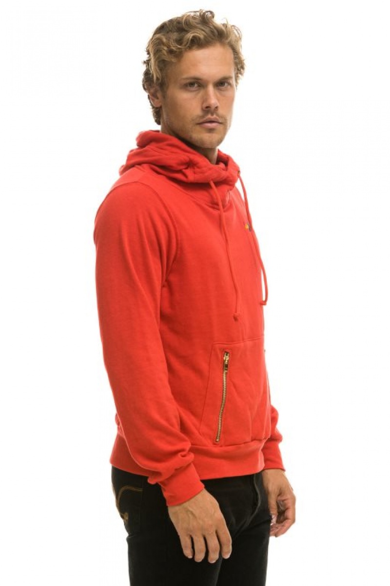 Sudadera con Capucha Aviator Nation Ninja Pullover Hombre Red | 63GPRMISL