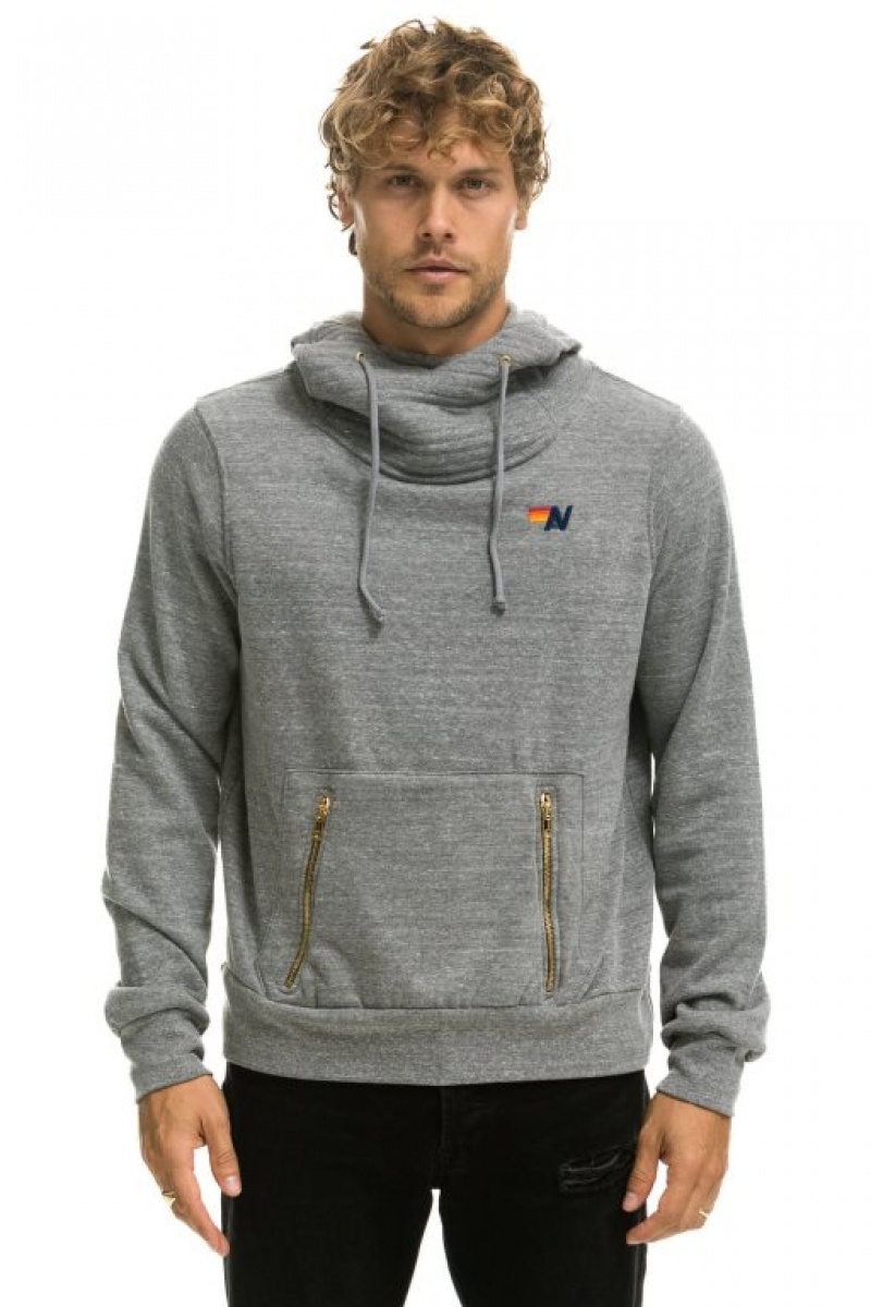 Sudadera con Capucha Aviator Nation Ninja Pullover Hombre Grey | 63JHBYDEM