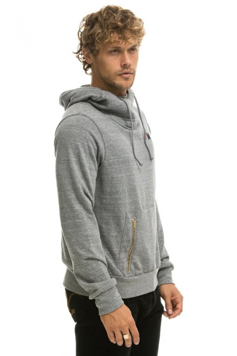 Sudadera con Capucha Aviator Nation Ninja Pullover Hombre Grey | 63JHBYDEM