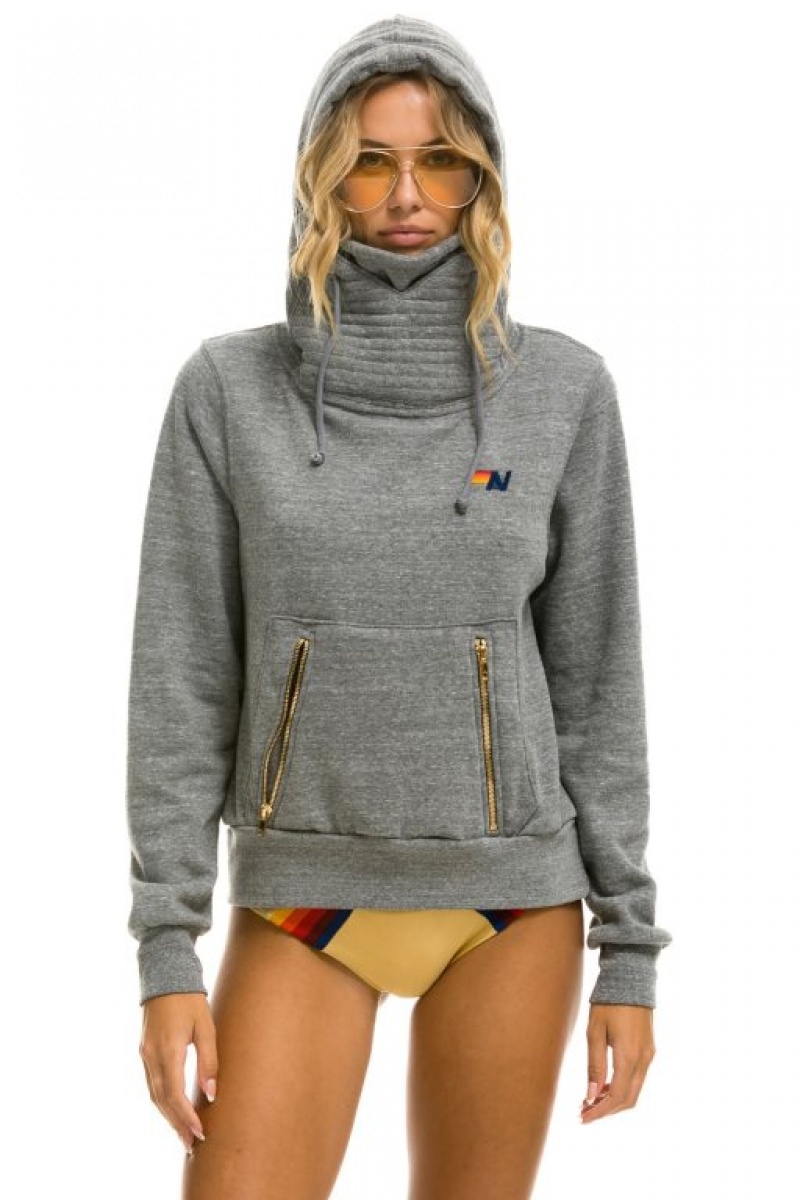 Sudadera con Capucha Aviator Nation Ninja Pullover Hombre Grey | 63JHBYDEM