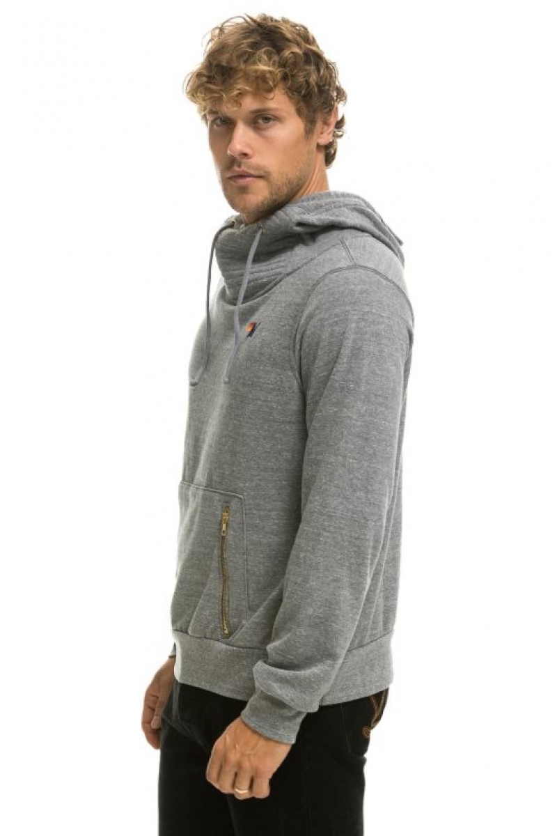 Sudadera con Capucha Aviator Nation Ninja Pullover Hombre Grey | 63JHBYDEM