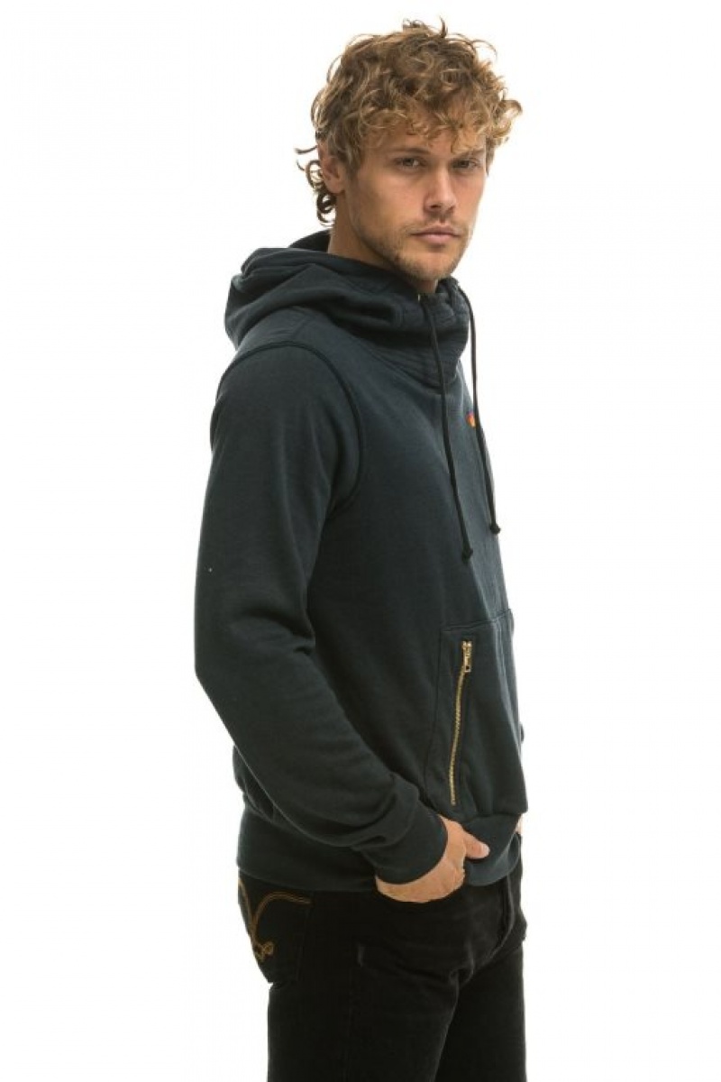 Sudadera con Capucha Aviator Nation Ninja Pullover Hombre Grey | 63JKIRSNT