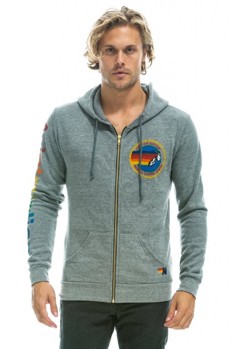 Sudadera con Capucha Aviator Nation North Shore Hombre Grey | 60PWVAFIY