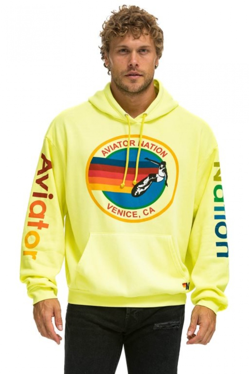 Sudadera con Capucha Aviator Nation Relaxed Pullover Mujer Yellow | 06BWRAXKY