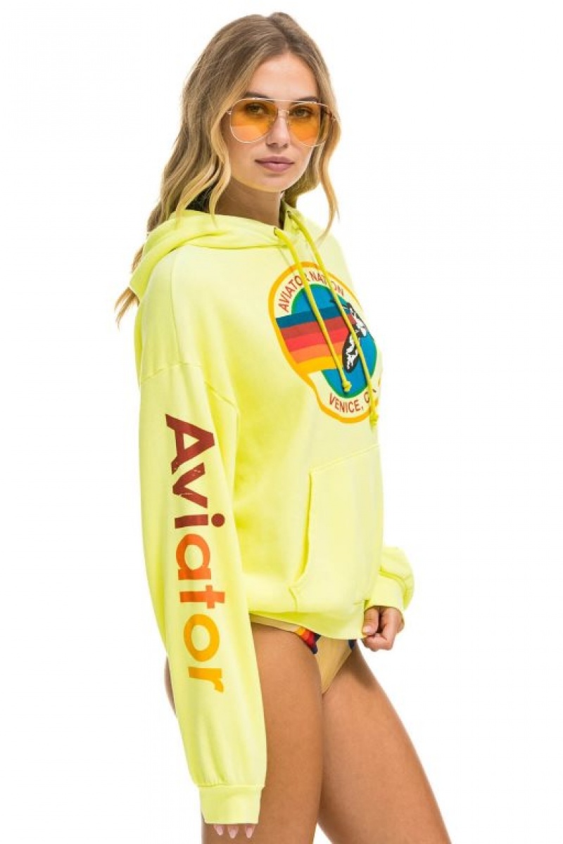Sudadera con Capucha Aviator Nation Relaxed Pullover Mujer Yellow | 06BWRAXKY