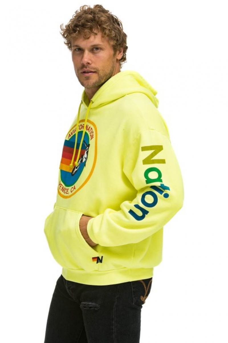 Sudadera con Capucha Aviator Nation Relaxed Pullover Mujer Yellow | 06BWRAXKY