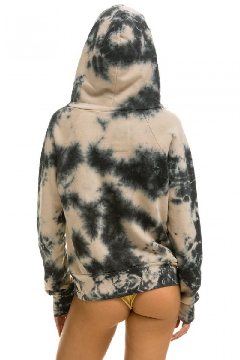 Sudadera con Capucha Aviator Nation Relaxed Hand Dyed Zip Hombre Tie Dye Dusty | 59LDJRNAB