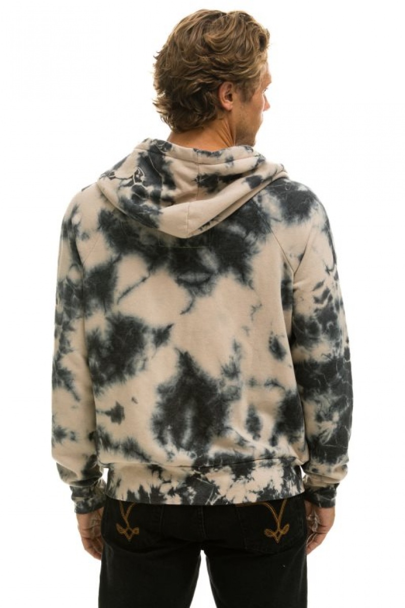 Sudadera con Capucha Aviator Nation Relaxed Hand Dyed Zip Hombre Tie Dye Dusty | 59LDJRNAB