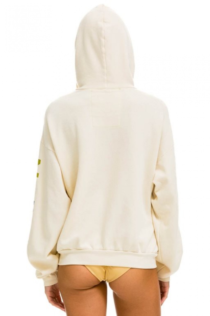 Sudadera con Capucha Aviator Nation Relaxed Pullover Mujer White | 06XNEBAHT
