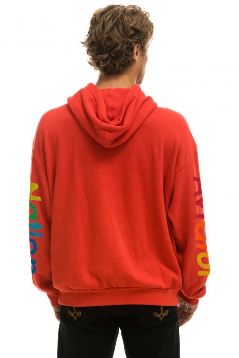 Sudadera con Capucha Aviator Nation Relaxed Pullover Mujer Red | 06YNEICHM