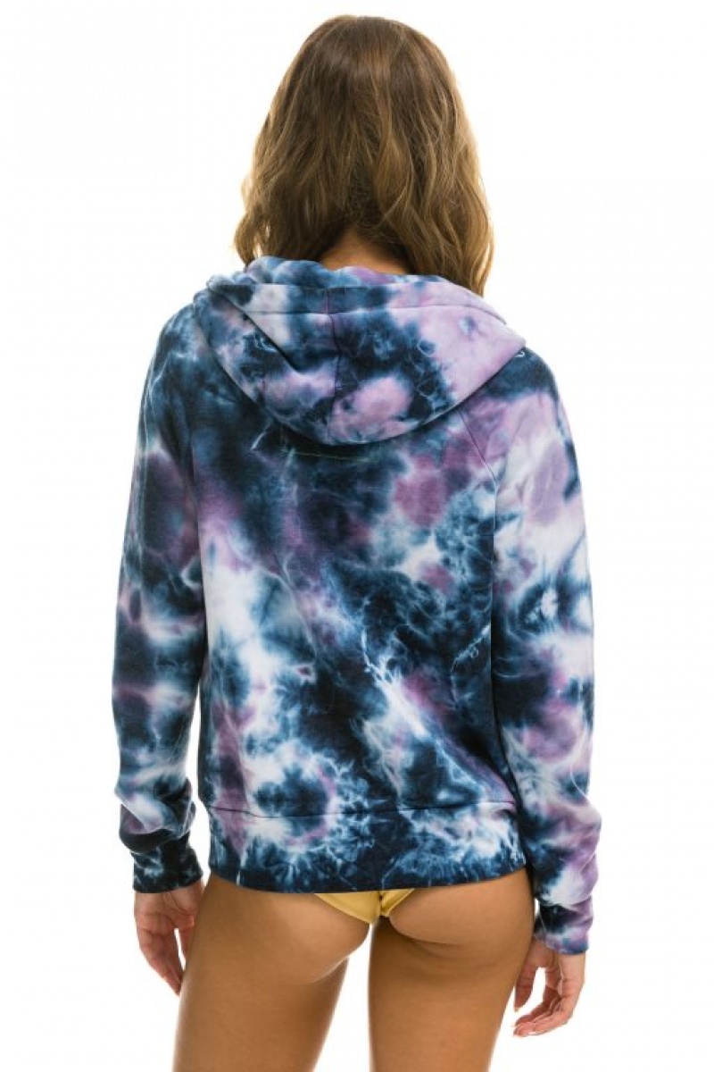 Sudadera con Capucha Aviator Nation Relaxed Hand Dyed Zip Hombre Blue Purple | 63BTIVPXM