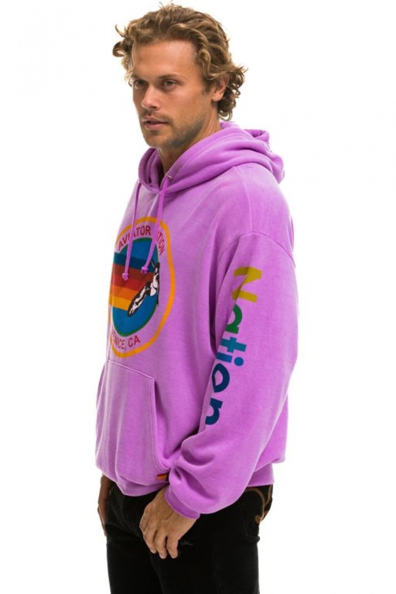 Sudadera con Capucha Aviator Nation Relaxed Pullover Mujer Purple | 06ZVWMECA