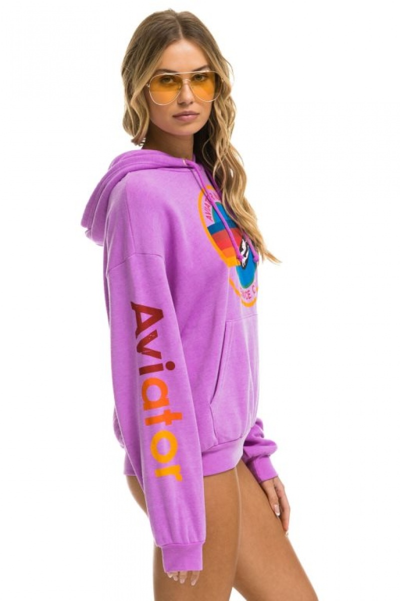 Sudadera con Capucha Aviator Nation Relaxed Pullover Mujer Purple | 06ZVWMECA