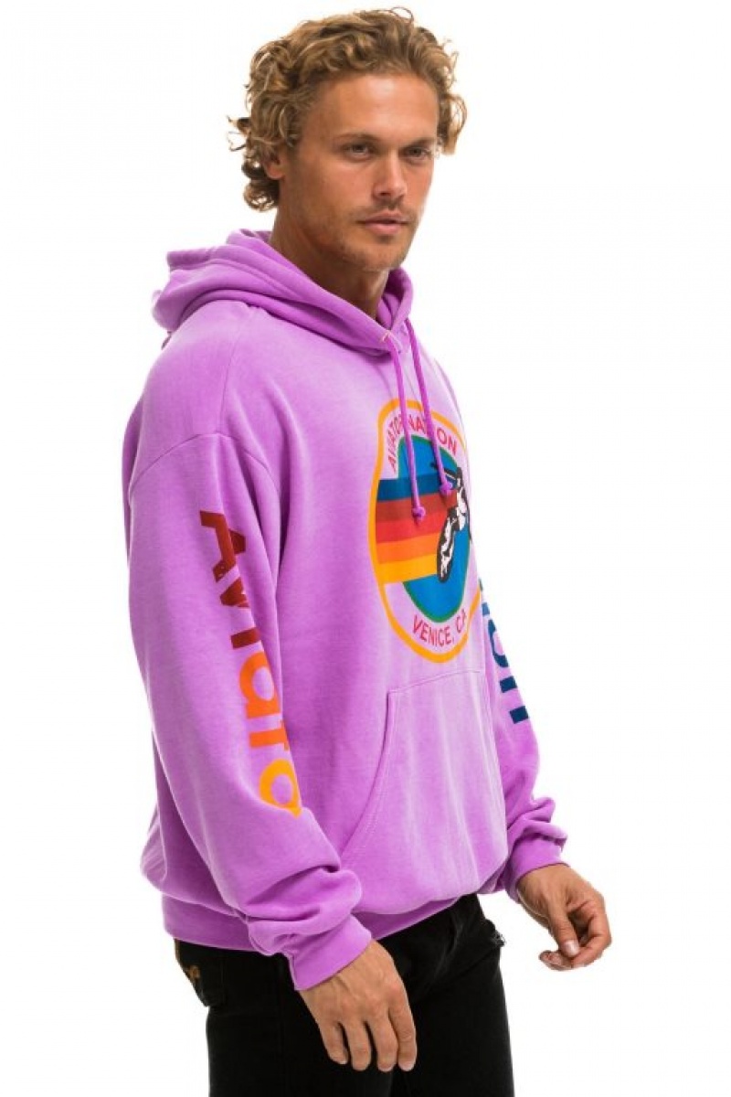 Sudadera con Capucha Aviator Nation Relaxed Pullover Mujer Purple | 06ZVWMECA