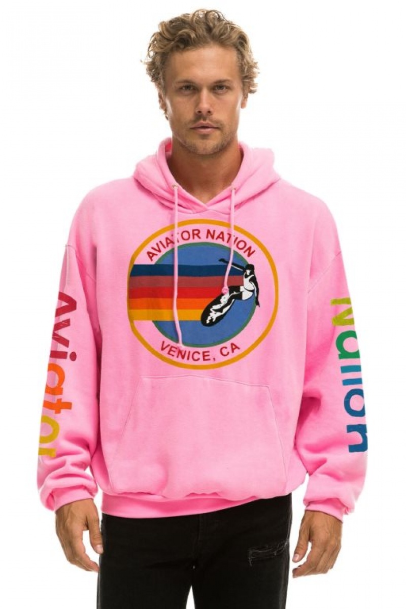Sudadera con Capucha Aviator Nation Relaxed Pullover Mujer Pink | 07ATXOBLY