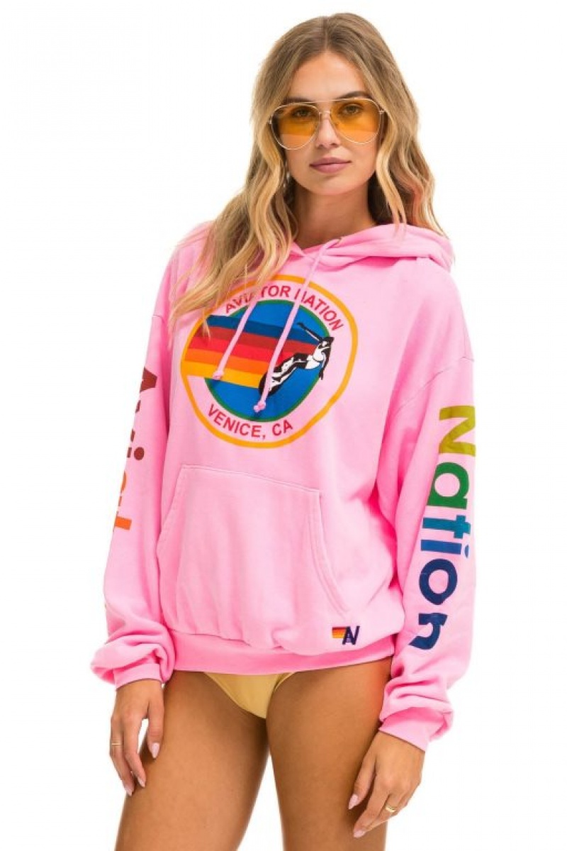 Sudadera con Capucha Aviator Nation Relaxed Pullover Mujer Pink | 07ATXOBLY