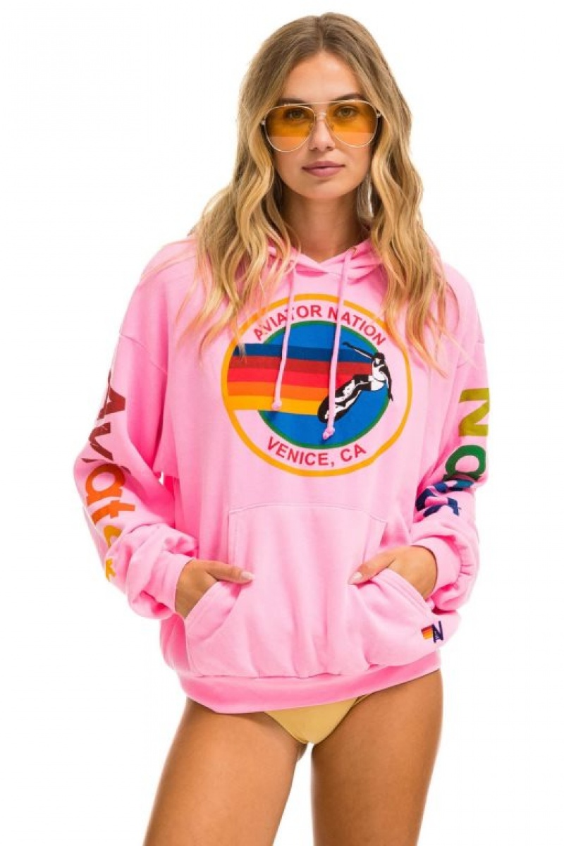Sudadera con Capucha Aviator Nation Relaxed Pullover Mujer Pink | 07ATXOBLY