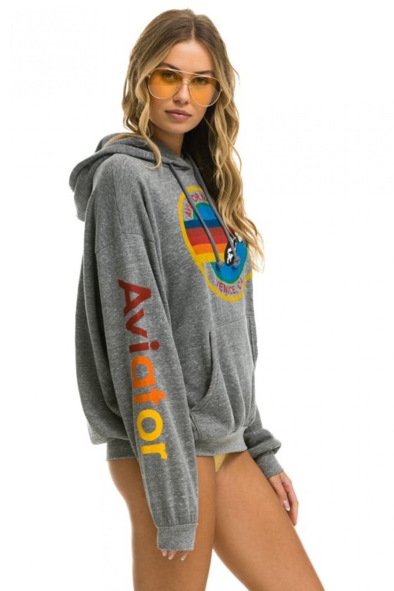 Sudadera con Capucha Aviator Nation Relaxed Pullover Mujer Grey | 07BRKJVPL