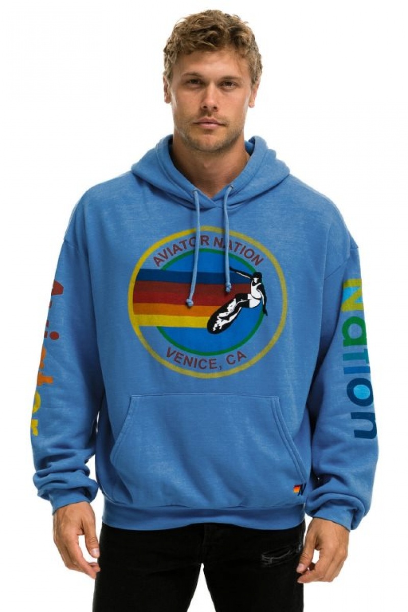 Sudadera con Capucha Aviator Nation Relaxed Pullover Mujer Deep Blue | 07BXVKRZS