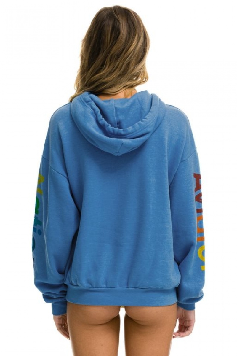 Sudadera con Capucha Aviator Nation Relaxed Pullover Mujer Deep Blue | 07BXVKRZS