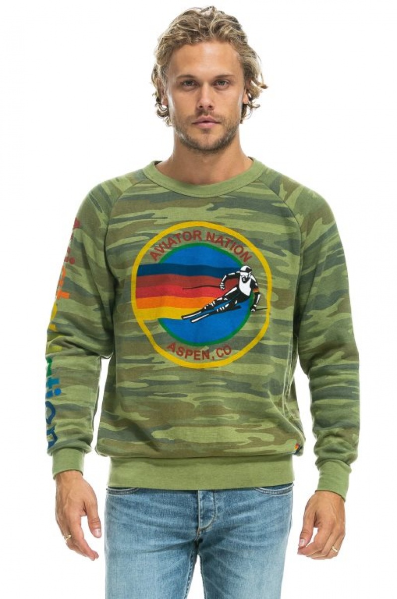 Sudaderas Aviator Nation Aspen Crew Mujer Camo | 20OVSLCIT