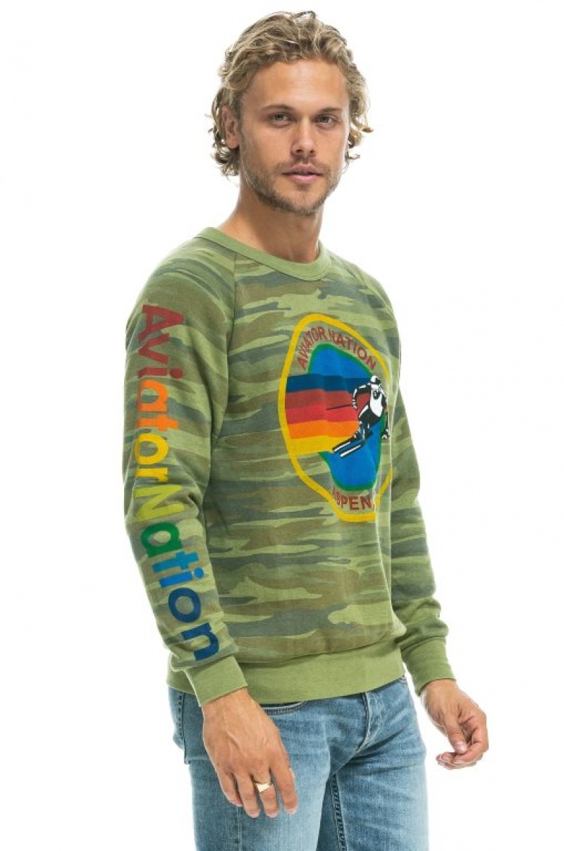 Sudaderas Aviator Nation Aspen Crew Mujer Camo | 20OVSLCIT
