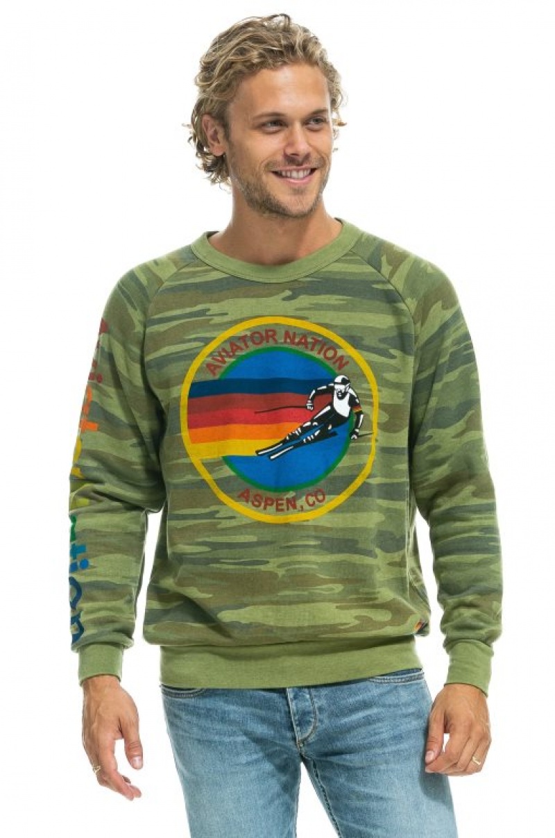 Sudaderas Aviator Nation Aspen Crew Mujer Camo | 20OVSLCIT