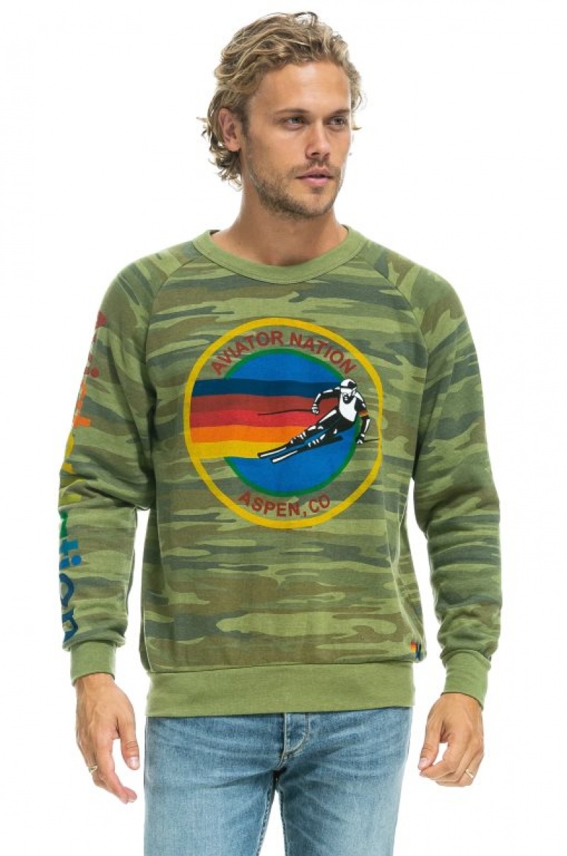 Sudaderas Aviator Nation Aspen Crew Mujer Camo | 20OVSLCIT