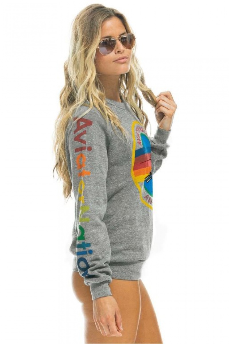 Sudaderas Aviator Nation Aspen Mujer Grey | 19DQKNSIG