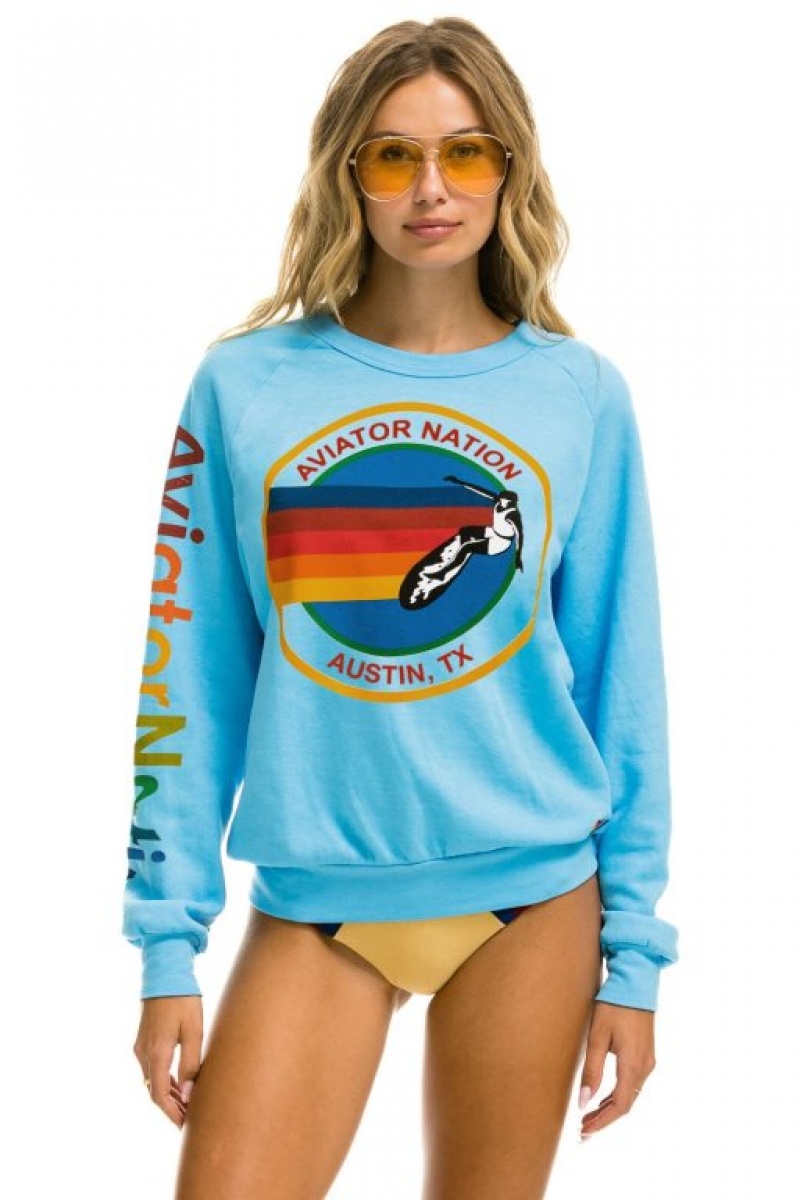 Sudaderas Aviator Nation Austin Crew Mujer Blue | 20HDOZSLA